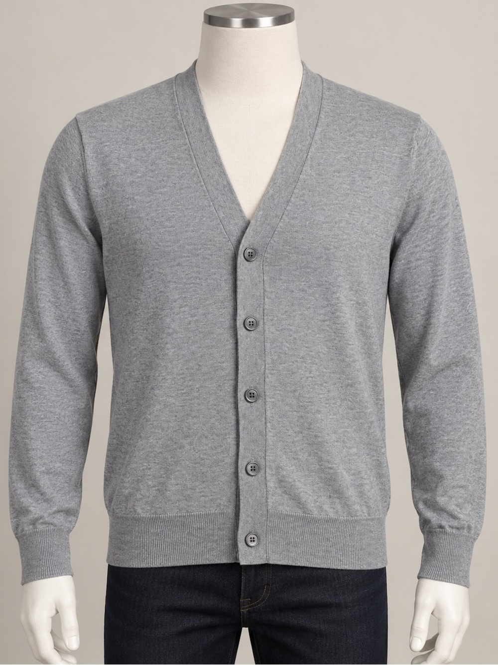 Brooks Brothers Cardigan Sweater Mens Medium Gray Long Sleeve Combed Cotton